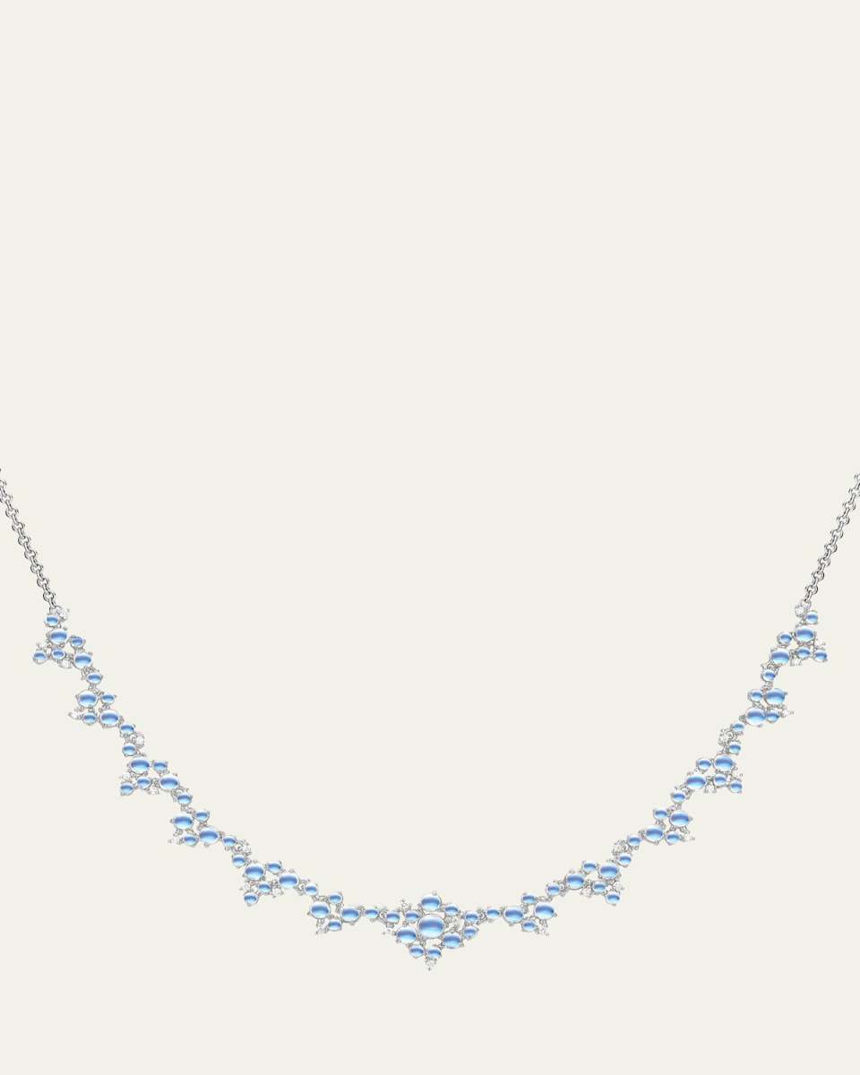 18K White Gold Partial Bubble Cluster Necklace with Diamonds